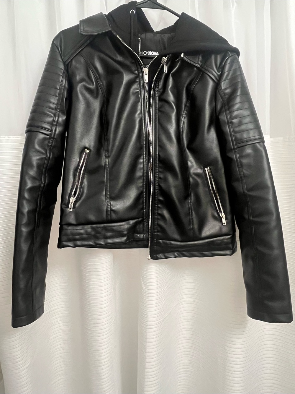 Fashion Nova My Go To PU Moto Double Lined Jacket